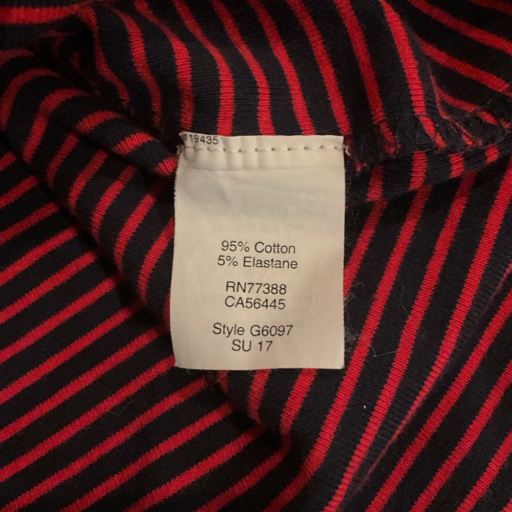 J. Crew Red and Black Striped Off-Shoulder Tee - Picture 6 of 8